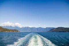 A view of the Sunshine Coast as seen from the deck of a ferry. royalty free stock photography A view of the Sunshine Coast as seen from the deck of a ferry. royalty free stock photography