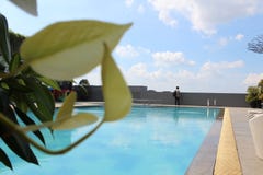 View of swimming pool on the roof royalty free stock photography View of swimming pool on the roof royalty free stock photography