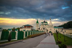 View to Orthodox Pechersky Ascension Monastery, Nizhny Novgorod, royalty free stock photo View to Orthodox Pechersky Ascension Monastery, Nizhny Novgorod, royalty free stock photo