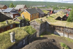 View To The Traditional Houses Of The Copper Mines Town Of Roros, Norway. Royalty Free Stock Photo View To The Traditional Houses Of The Copper Mines Town Of Roros, Norway. Royalty Free Stock Photo