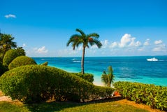 The view from the top Exotic Paradise. Tropical Resort. Caribbean sea Jetty near Cancun. Mexico beach tropical Stock Photo The view from the top Exotic Paradise. Tropical Resort. Caribbean sea Jetty near Cancun. Mexico beach tropical Stock Photo