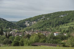 View towards ancient town in Ariege, France, stock photography View towards ancient town in Ariege, France, stock photography