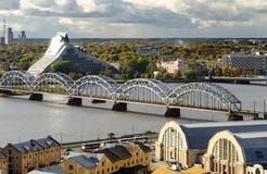 View on train bridge in Riga, Latvia Stock Images View on train bridge in Riga, Latvia Stock Images