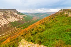 view of the valley on a cloudy day and a table mountain stock image view of the valley on a cloudy day and a table mountain stock image
