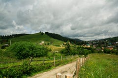 View of the village in the mountains. Summer mountain landscape royalty free stock photography View of the village in the mountains. Summer mountain landscape royalty free stock photography