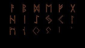 Viking Rune Alphabet Lighting Up In Alpha Channel