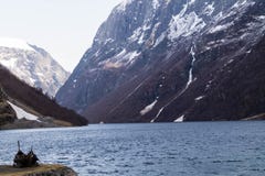 Viking Ship at Sognefjord royalty free stock photography Viking Ship at Sognefjord royalty free stock photography