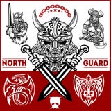 Viking warrior with big axes royalty free illustration Viking warrior with big axes royalty free illustration