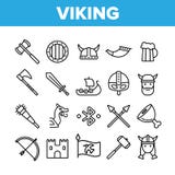 Vikings Life Active Rest Vector Thin Line Icons Set vector illustration Vikings Life Active Rest Vector Thin Line Icons Set vector illustration