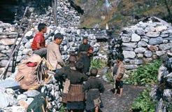 1975. Vila de Langtang. Nepal. Foto de Stock Royalty Free 1975. Vila de Langtang. Nepal. Foto de Stock Royalty Free