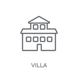 Villa lineair pictogram Modern het embleemconcept van de overzichtsvilla op witte bedelaars stock illustratie Villa lineair pictogram Modern het embleemconcept van de overzichtsvilla op witte bedelaars stock illustratie