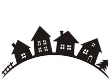 Download Village, black silhouette stock vector. Illustration of ...