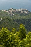 The village of Corniglia seen from the village of San Bernardino. Five lands stock photography The village of Corniglia seen from the village of San Bernardino. Five lands stock photography