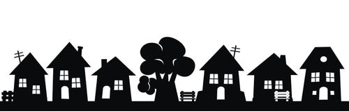 Download Village, black silhouette stock vector. Illustration of illustration - 48022173