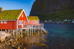 Village on Lofoten islands in Norway, Europe Royalty Free Stock Photos Village on Lofoten islands in Norway, Europe Royalty Free Stock Photos