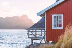 Village on Lofoten islands in Norway, Europe Stock Photo Village on Lofoten islands in Norway, Europe Stock Photo