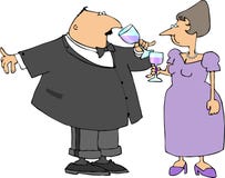 Vino de consumición de los pares ilustración del vector Vino de consumición de los pares ilustración del vector