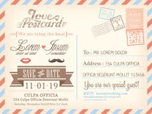 Vintage airmail postcard background template for wedding invitation