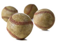 Vintage Antique baseballs on white stock photography Vintage Antique baseballs on white stock photography
