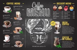 Vintage chalk drawing coffee menu design. Fast food menu