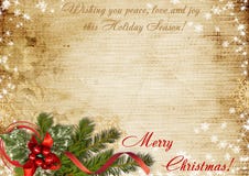 Vintage Christmas Card With The Wishes Royalty Free Stock Image