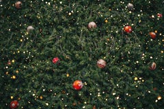 Vintage Christmas tree with ball decoration and sparkle light filter royalty free stock images Vintage Christmas tree with ball decoration and sparkle light filter royalty free stock images