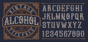 Vintage decorative font in western style on the dark background
