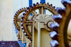 Vintage elevator gear, winch, cable, large gears for backdrop, industry stock images Vintage elevator gear, winch, cable, large gears for backdrop, industry stock images