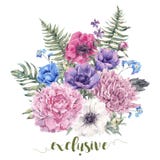 Vintage floral greeting card with anemones vector illustration Vintage floral greeting card with anemones vector illustration