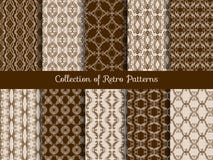 Vintage floral seamless pattern set. Retro asian tile samples on sepia background stock illustration Vintage floral seamless pattern set. Retro asian tile samples on sepia background stock illustration