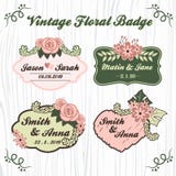 Vintage floral wedding badge vector illustration Vintage floral wedding badge vector illustration