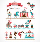 Vintage huge circus collection with carnival, fun