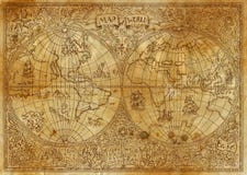 Vintage Illustration Of Ancient Atlas Map Of World On Old Paper Royalty Free Stock Photos