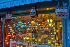 Shop lamps at istanbul in the evening. royalty free stock photography Shop lamps at istanbul in the evening. royalty free stock photography