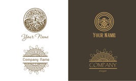 Vintage logo set. Natural luxury abstract ornament for yoga or cosmetics company vector illustration Vintage logo set. Natural luxury abstract ornament for yoga or cosmetics company vector illustration
