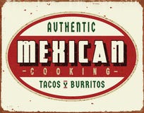 Vintage Mexican Food Cooking Tacos and Burritos tin sign royalty free stock photography Vintage Mexican Food Cooking Tacos and Burritos tin sign royalty free stock photography