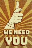 Vintage nous avons besoin de vous affiche illustration de vecteur Vintage nous avons besoin de vous affiche illustration de vecteur