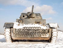 Vintage old rusty tank in winter stock image Vintage old rusty tank in winter stock image