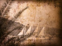 Vintage postcard with sailboat stock photos Vintage postcard with sailboat stock photos
