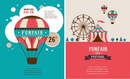 Vintage poster with carnival, fun fair, circus