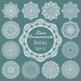 Vintage round lace frames, elegant white napkins for wedding invitation card, text or photo. Laser cut set, round mandala ornament Royalty Free Stock Photo Vintage round lace frames, elegant white napkins for wedding invitation card, text or photo. Laser cut set, round mandala ornament Royalty Free Stock Photo