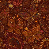 Vintage seamless floral motif background with butterflies. Royalty Free Stock Image Vintage seamless floral motif background with butterflies. Royalty Free Stock Image