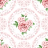 Vintage Seamless Pattern With Roses Stock Photo