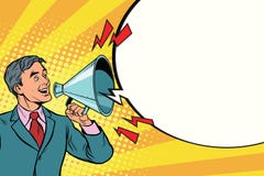 Vintage speaker with a megaphone shouting Royalty Free Stock Images Vintage speaker with a megaphone shouting Royalty Free Stock Images