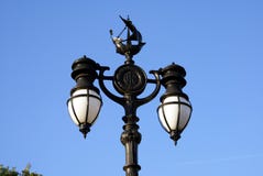 Vintage street lamp post with ship sculpture in London, England stock photos Vintage street lamp post with ship sculpture in London, England stock photos