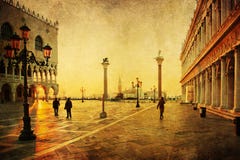 Vintage Style Picture Of The Saint Marks Square Royalty Free Stock Photo