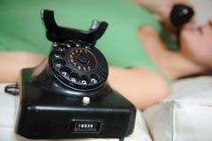 Vintage telephone and girl royalty free stock images Vintage telephone and girl royalty free stock images