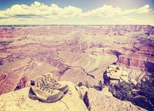 Vintage toned old trekking shoes in Grand Canyon, USA. Royalty Free Stock Photography Vintage toned old trekking shoes in Grand Canyon, USA. Royalty Free Stock Photography