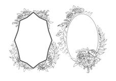 Vintage frames of peonies in botanical style stock illustration Vintage frames of peonies in botanical style stock illustration