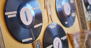 Vinyl Records on the Wall Decor Stock Video - Video of black